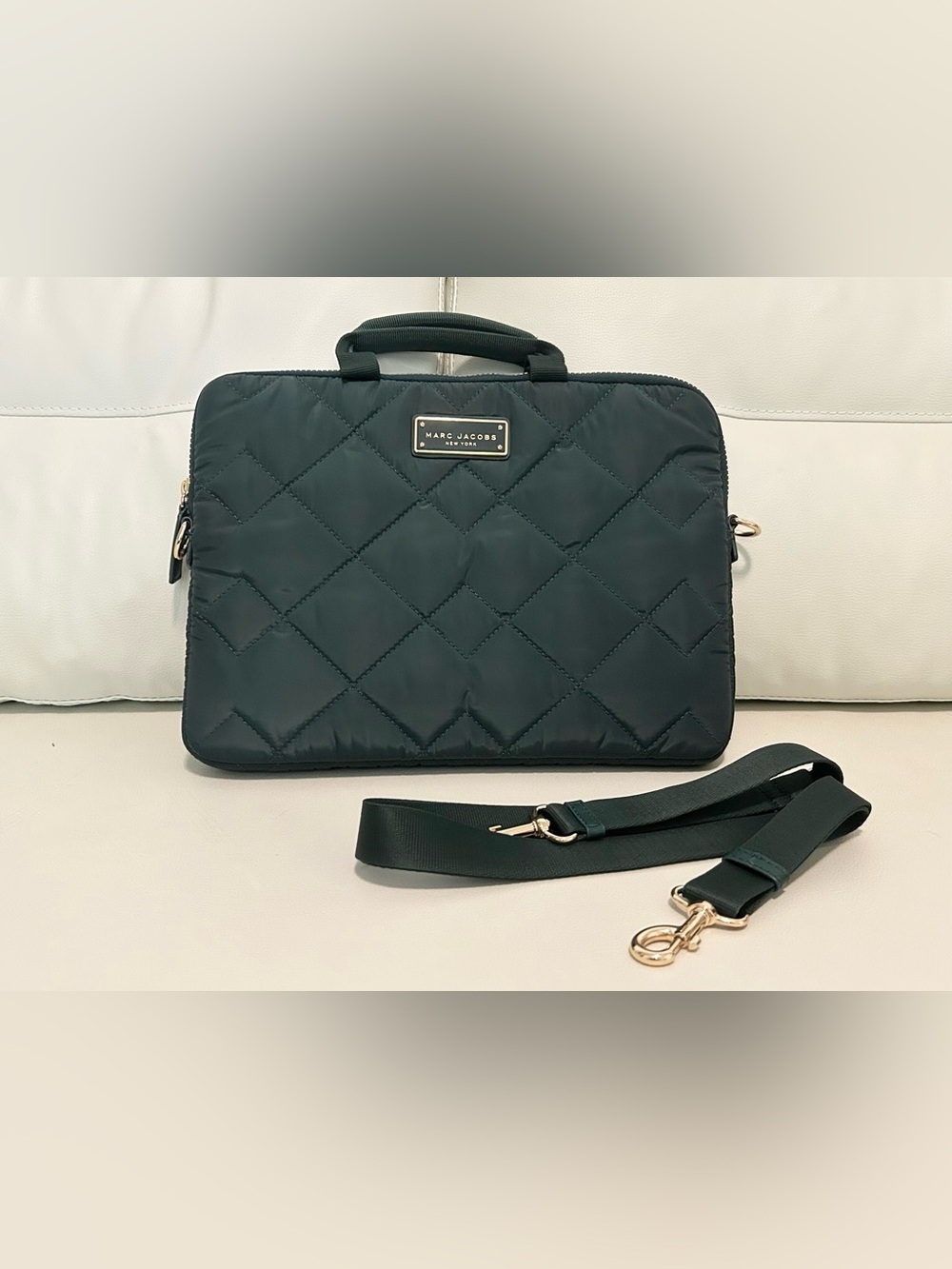 Marc Jacobs Quilted Laptop Bag - Dark Green